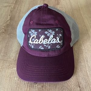 Cabelas Women’s Floral Patch Mesh-Back Cap- Maroon